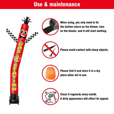 6 10 15 20FT Tall Gas Station Waving Inflatable Tube Man(Blower Not Included) - goodeny