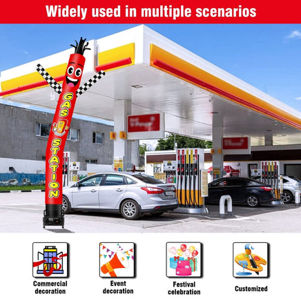 6 10 15 20FT Tall Gas Station Waving Inflatable Tube Man(Blower Not Included) - goodeny