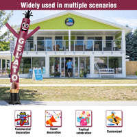 6 10 15 20FT Tall Gelato Waving Inflatable Tube Man(Blower Not Included) - goodeny