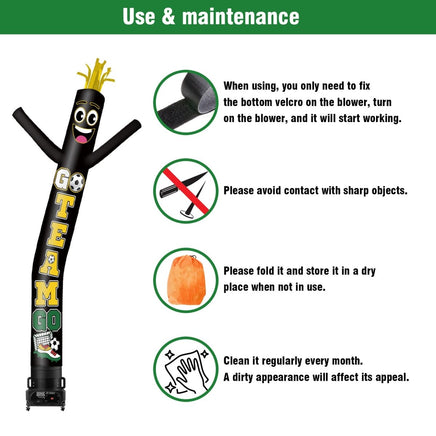 6 10 15 20FT Tall Go Team Go Waving Inflatable Tube Man(Blower Not Included) - goodeny