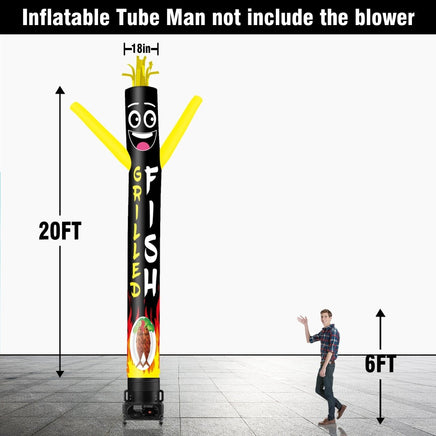 6 10 15 20FT Tall Grilled Fish Waving Inflatable Tube Man(Blower Not Included) - goodeny