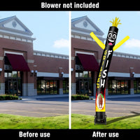 6 10 15 20FT Tall Grilled Fish Waving Inflatable Tube Man(Blower Not Included) - goodeny