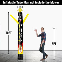 6 10 15 20FT Tall Grilled Fish Waving Inflatable Tube Man(Blower Not Included) - goodeny