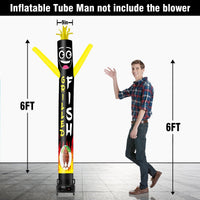 6 10 15 20FT Tall Grilled Fish Waving Inflatable Tube Man(Blower Not Included) - goodeny