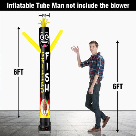 6 10 15 20FT Tall Grilled Fish Waving Inflatable Tube Man(Blower Not Included) - goodeny