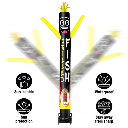 6 10 15 20FT Tall Grilled Fish Waving Inflatable Tube Man(Blower Not Included) - goodeny