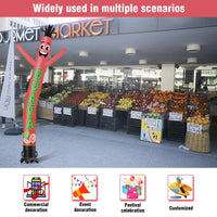 6 10 15 20FT Tall Guava Waving Inflatable Tube Man(Blower Not Included) - goodeny