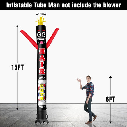 6 10 15 20FT Tall Hair Cuts Waving Inflatable Tube Man(Blower Not Included) - goodeny
