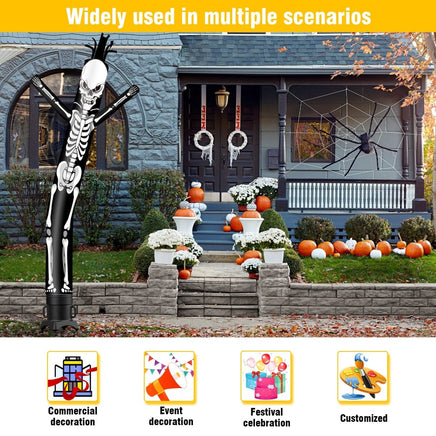 6 10 15 20FT Tall Halloween Skeleton Waving Inflatable Tube Man(Blower Not Included) - goodeny