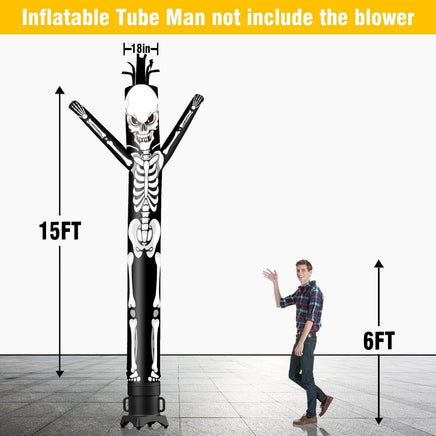 6 10 15 20FT Tall Halloween Skeleton Waving Inflatable Tube Man(Blower Not Included) - goodeny