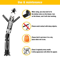 6 10 15 20FT Tall Halloween Skeleton Waving Inflatable Tube Man(Blower Not Included) - goodeny