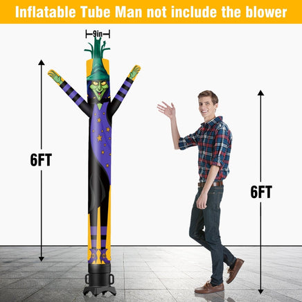 6 10 15 20FT Tall Halloween Witch Waving Inflatable Tube Man(Blower Not Included) - goodeny