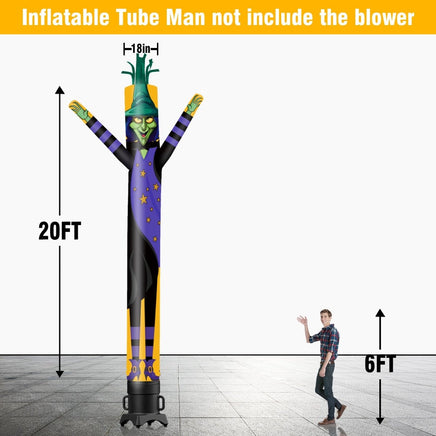 6 10 15 20FT Tall Halloween Witch Waving Inflatable Tube Man(Blower Not Included) - goodeny