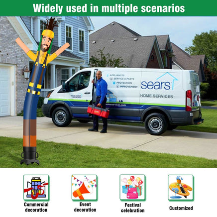 6 10 15 20FT Tall Handyman Waving Inflatable Tube Man(Blower Not Included) - goodeny