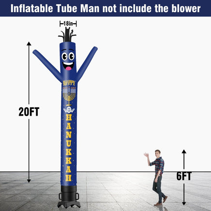 6 10 15 20FT Tall Hanukkah Waving Inflatable Tube Man(Blower Not Included) - goodeny