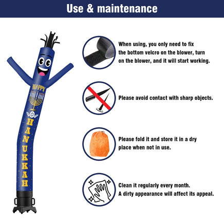 6 10 15 20FT Tall Hanukkah Waving Inflatable Tube Man(Blower Not Included) - goodeny