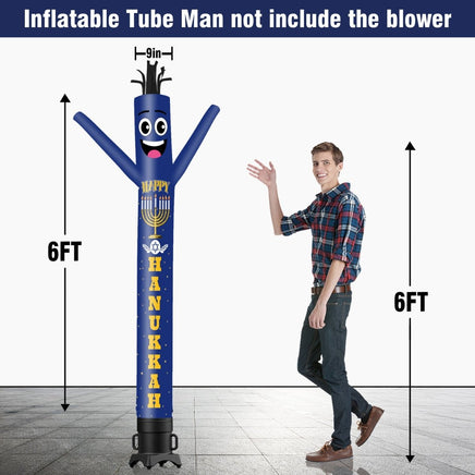 6 10 15 20FT Tall Hanukkah Waving Inflatable Tube Man(Blower Not Included) - goodeny