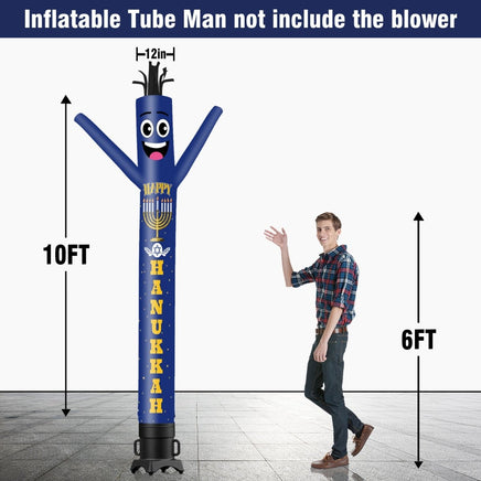 6 10 15 20FT Tall Hanukkah Waving Inflatable Tube Man(Blower Not Included) - goodeny