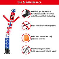 6 10 15 20FT Tall Happy 4th of July Waving Inflatable Tube Man(Blower Not Included) - goodeny