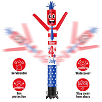 6 10 15 20FT Tall Happy 4th of July Waving Inflatable Tube Man(Blower Not Included) - goodeny