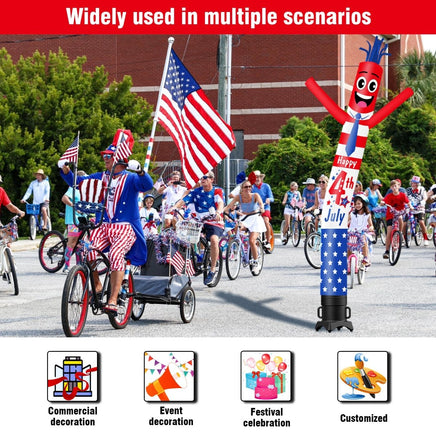6 10 15 20FT Tall Happy 4th of July Waving Inflatable Tube Man(Blower Not Included) - goodeny