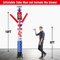 6 10 15 20FT Tall Happy 4th of July Waving Inflatable Tube Man(Blower Not Included) - goodeny