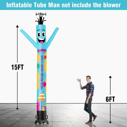 6 10 15 20FT Tall Happy Birthday Waving Inflatable Tube Man(Blower Not Included) - goodeny