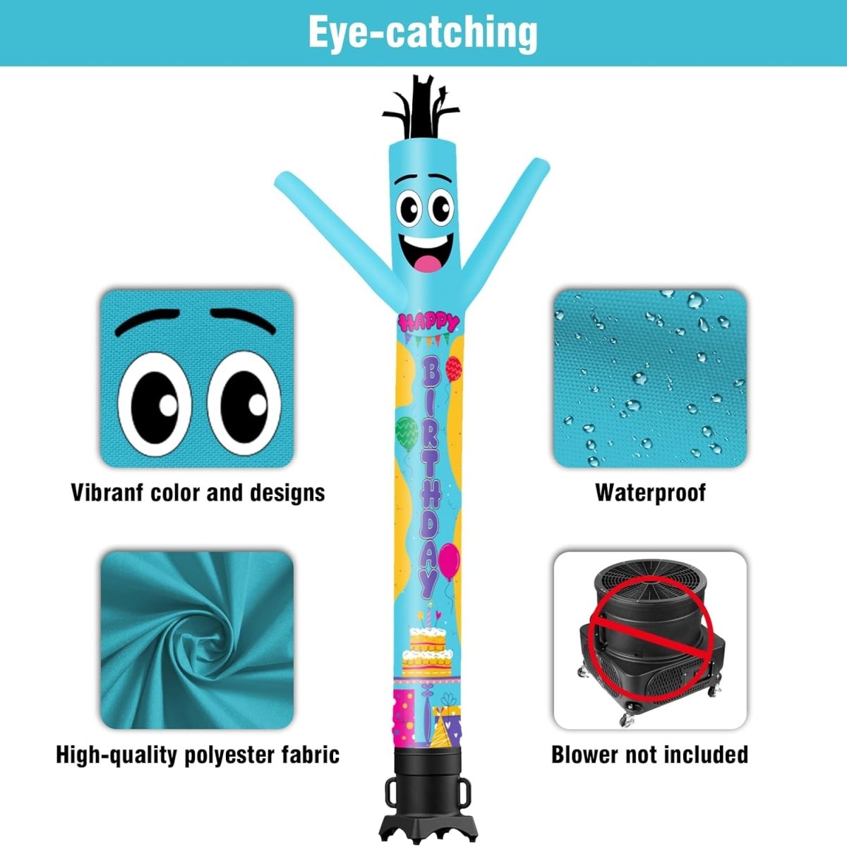 6 10 15 20FT Tall Happy Birthday Waving Inflatable Tube Man| goodeny