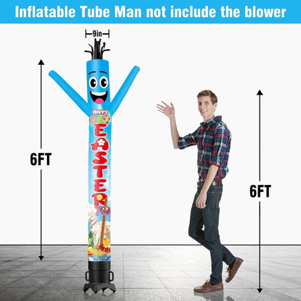 6 10 15 20FT Tall Happy Easter Waving Inflatable Tube Man(Blower Not Included) - goodeny