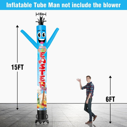 6 10 15 20FT Tall Happy Easter Waving Inflatable Tube Man(Blower Not Included) - goodeny