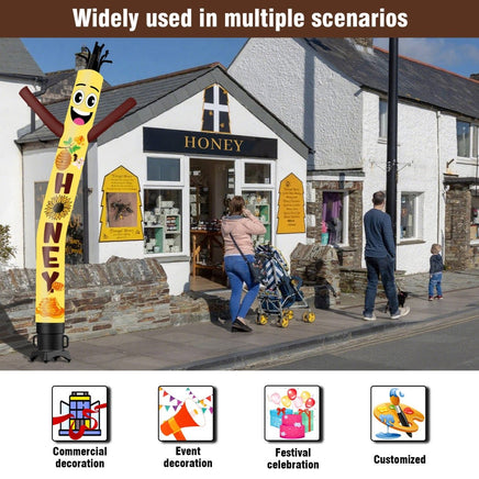 6 10 15 20FT Tall Honey Waving Inflatable Tube Man(Blower Not Included) - goodeny