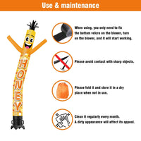 6 10 15 20FT Tall Honey Waving Inflatable Tube Man(Blower Not Included) - goodeny