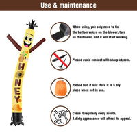 6 10 15 20FT Tall Honey Waving Inflatable Tube Man(Blower Not Included) - goodeny