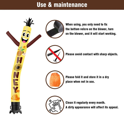 6 10 15 20FT Tall Honey Waving Inflatable Tube Man(Blower Not Included) - goodeny