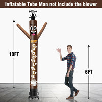 6 10 15 20FT Tall Hot Chocolate Brown Waving Inflatable Tube Man(Blower Not Included) - goodeny