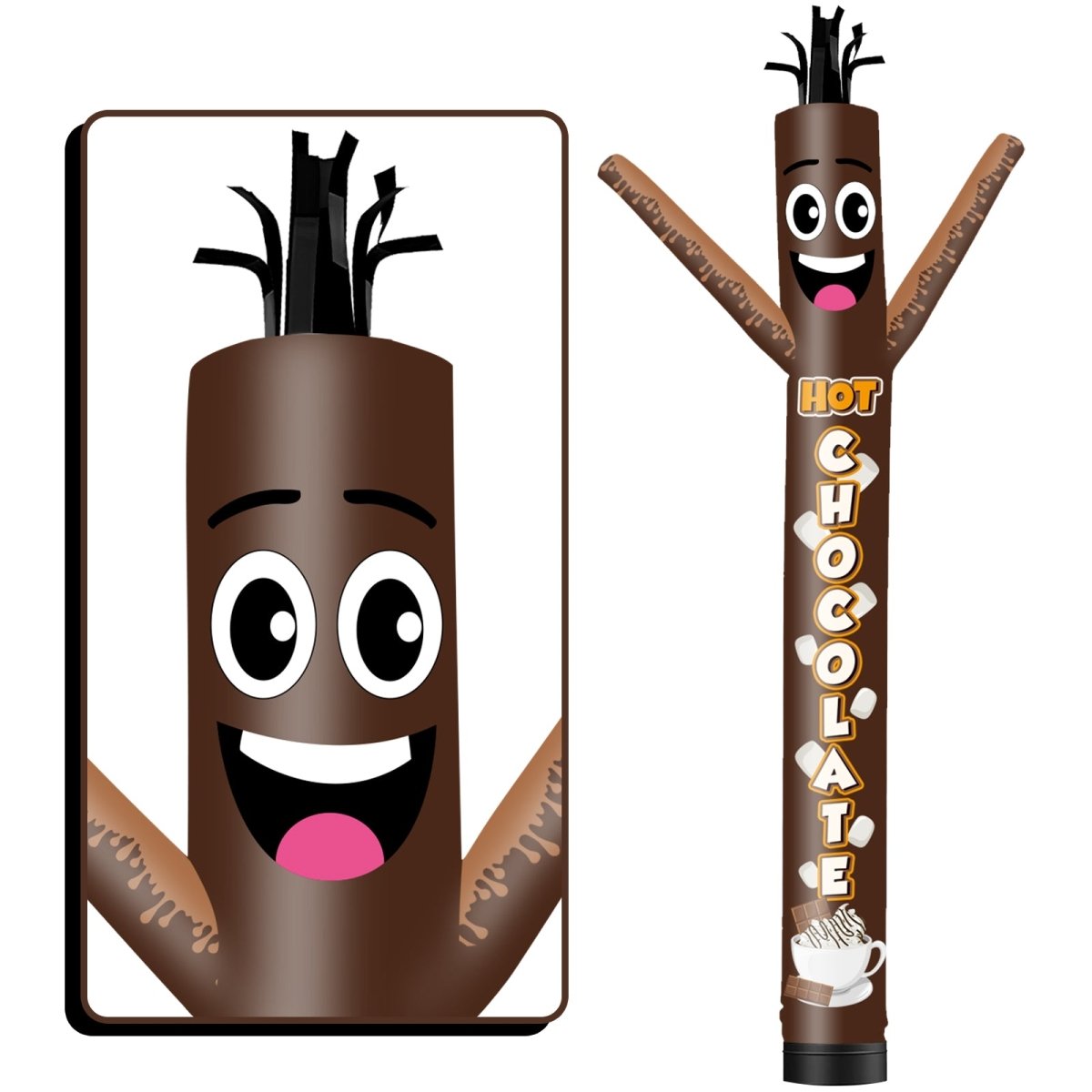 6 10 15 20FT Tall Hot Chocolate Brown Waving Inflatable Tube Man(Blower ...