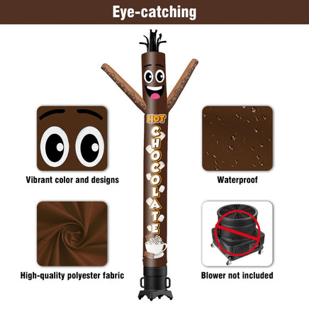 6 10 15 20FT Tall Hot Chocolate Brown Waving Inflatable Tube Man(Blower Not Included) - goodeny