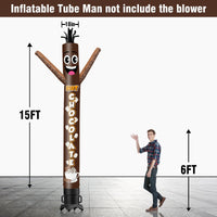 6 10 15 20FT Tall Hot Chocolate Brown Waving Inflatable Tube Man(Blower Not Included) - goodeny