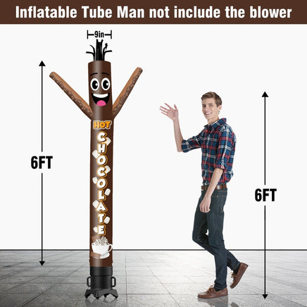 6 10 15 20FT Tall Hot Chocolate Brown Waving Inflatable Tube Man(Blower Not Included) - goodeny