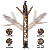 6 10 15 20FT Tall Hot Chocolate Brown Waving Inflatable Tube Man(Blower Not Included) - goodeny