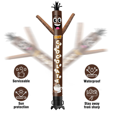 6 10 15 20FT Tall Hot Chocolate Brown Waving Inflatable Tube Man(Blower Not Included) - goodeny