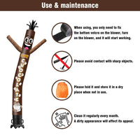 6 10 15 20FT Tall Hot Chocolate Brown Waving Inflatable Tube Man(Blower Not Included) - goodeny