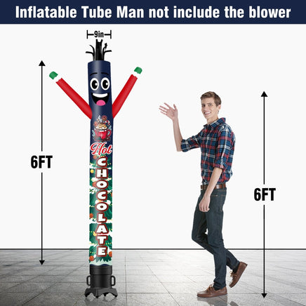 6 10 15 20FT Tall Hot Chocolate Waving Inflatable Tube Man(Blower Not Included) - goodeny