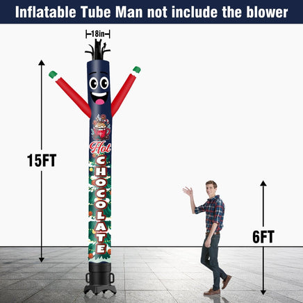 6 10 15 20FT Tall Hot Chocolate Waving Inflatable Tube Man(Blower Not Included) - goodeny