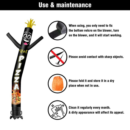 6 10 15 20FT Tall Hot Pizza Waving Inflatable Tube Man(Blower Not Included) - goodeny