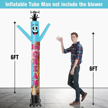 6 10 15 20FT Tall Ice Cream Waving Inflatable Tube Man(Blower Not Included) - goodeny