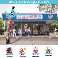 6 10 15 20FT Tall Ice Cream Waving Inflatable Tube Man(Blower Not Included) - goodeny
