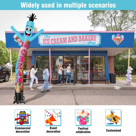 6 10 15 20FT Tall Ice Cream Waving Inflatable Tube Man(Blower Not Included) - goodeny