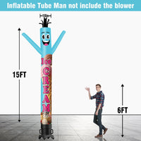 6 10 15 20FT Tall Ice Cream Waving Inflatable Tube Man(Blower Not Included) - goodeny