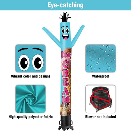 6 10 15 20FT Tall Ice Cream Waving Inflatable Tube Man(Blower Not Included) - goodeny